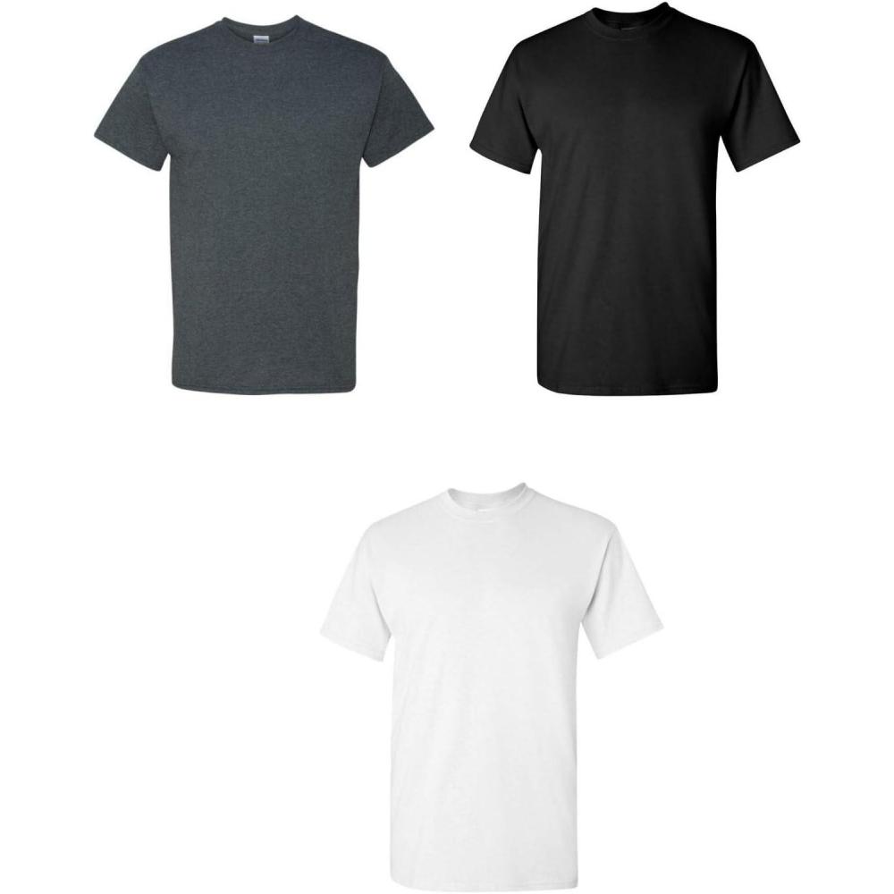 imageGildan Adult Heavy Cotton TShirt Style G5000 MultipackDarkheatherBlackWhite