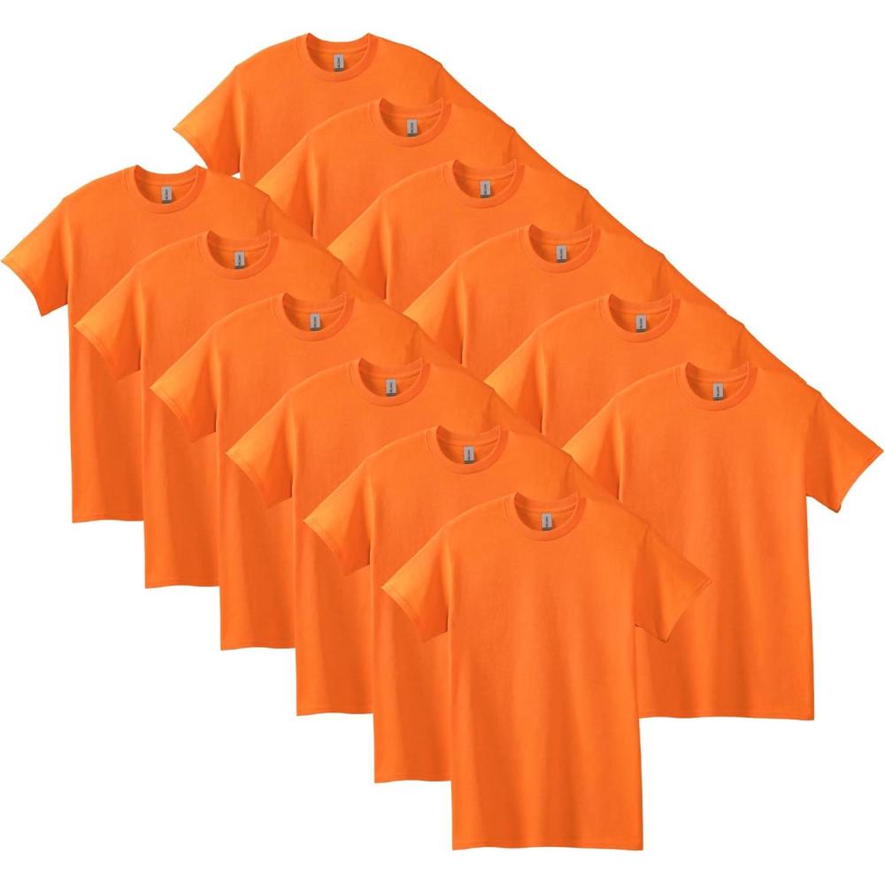 imageGildan Adult Heavy Cotton TShirt Style G5000 MultipackSafety Orange 12pack