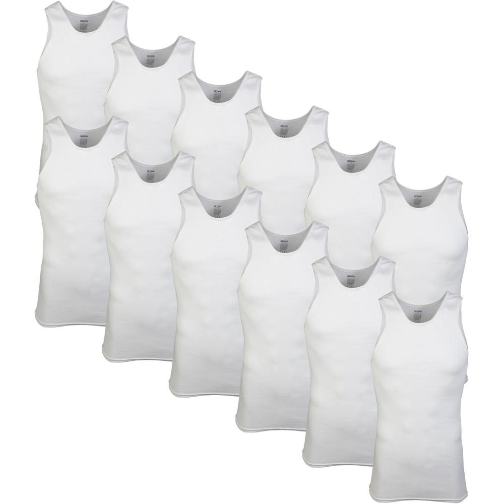 imageGildan Mens AShirts Tanks MultipackWhite 12pack