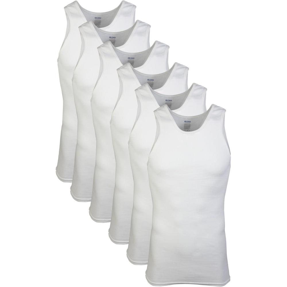 imageGildan Mens AShirts Tanks MultipackWhite 6pack