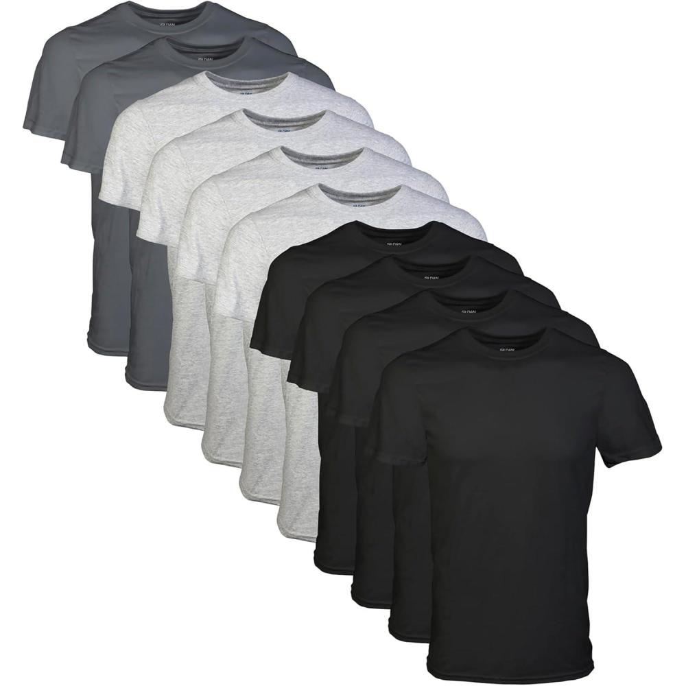 imageGildan Mens Crew TShirts Multipack Style G1100BlackSport GreyCharcoal 10pack
