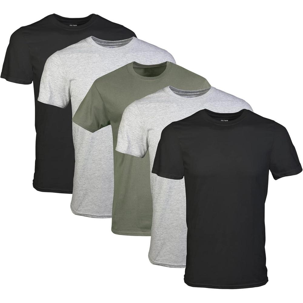 imageGildan Mens Crew TShirts Multipack Style G1100BlackSport GreyMilitary Green 5pack