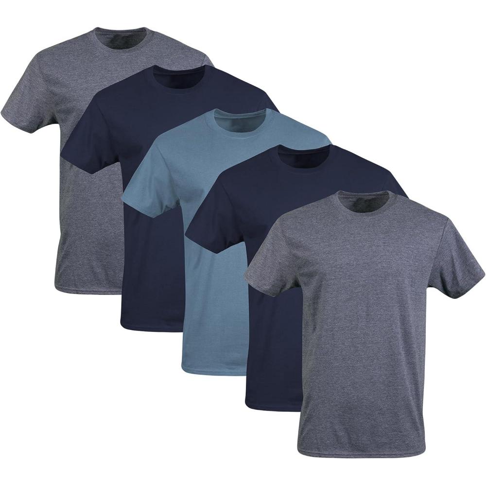 imageGildan Mens Crew TShirts Multipack Style G1100NavyHeather NavyIndigo Blue 5pack