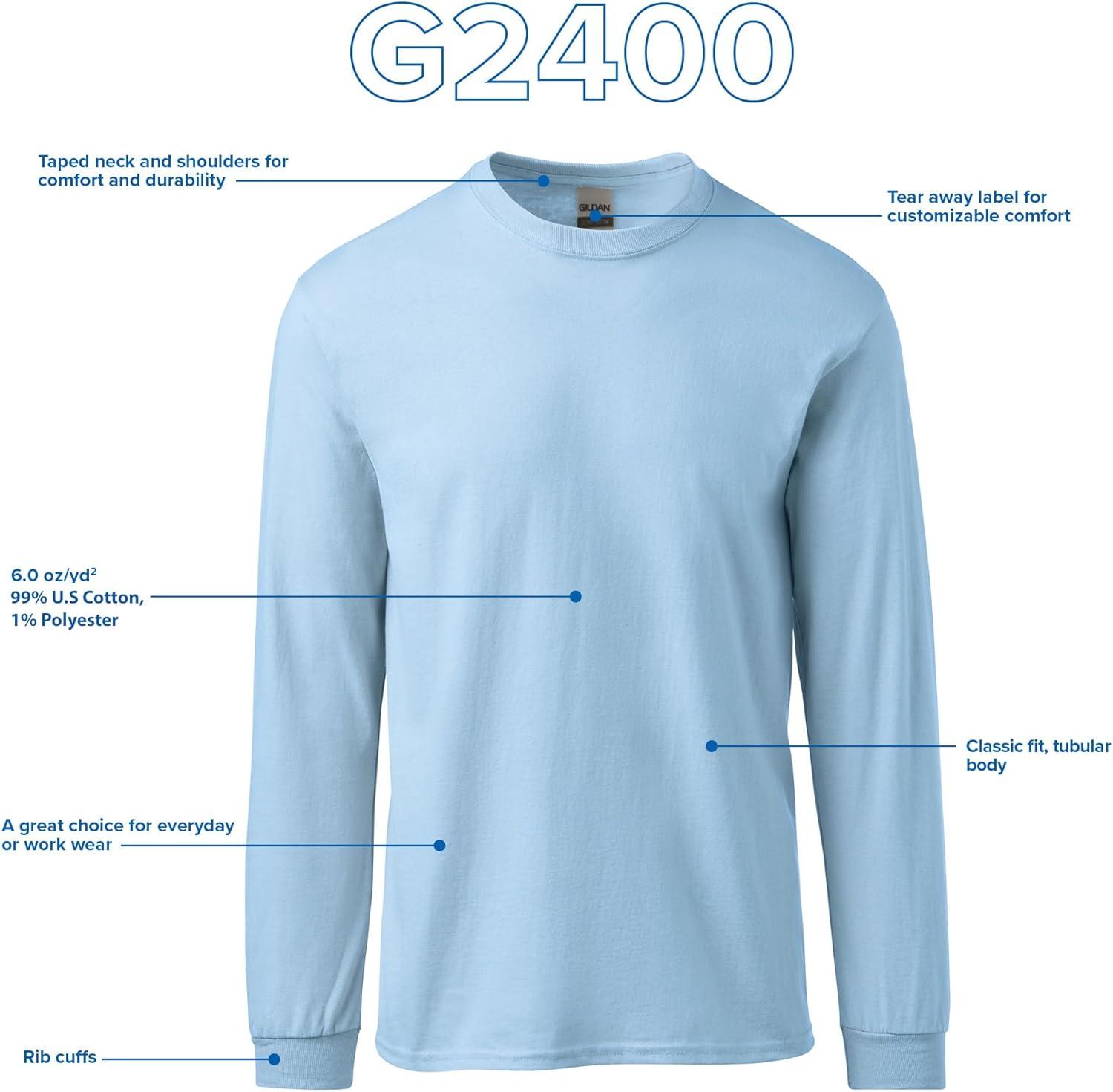 imageGildan Adult Ultra Cotton Long Sleeve TShirt Style G2400 MultipackAsh Grey 3pack