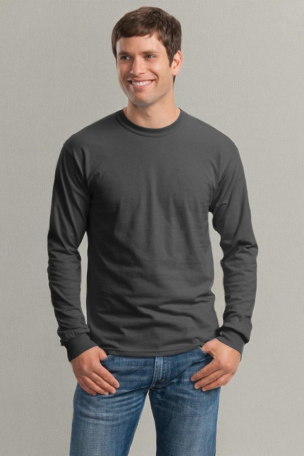 imageGildan Adult Ultra Cotton Long Sleeve TShirt Style G2400 MultipackCharcoal 2pack