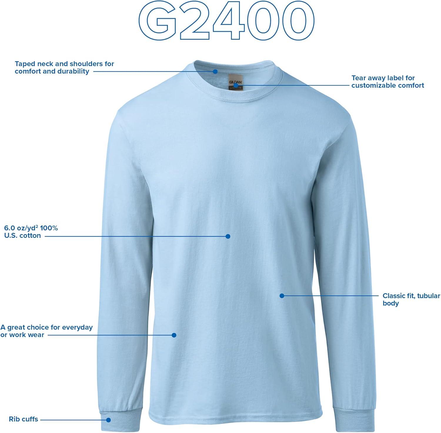 imageGildan Adult Ultra Cotton Long Sleeve TShirt Style G2400 MultipackCharcoal 3pack