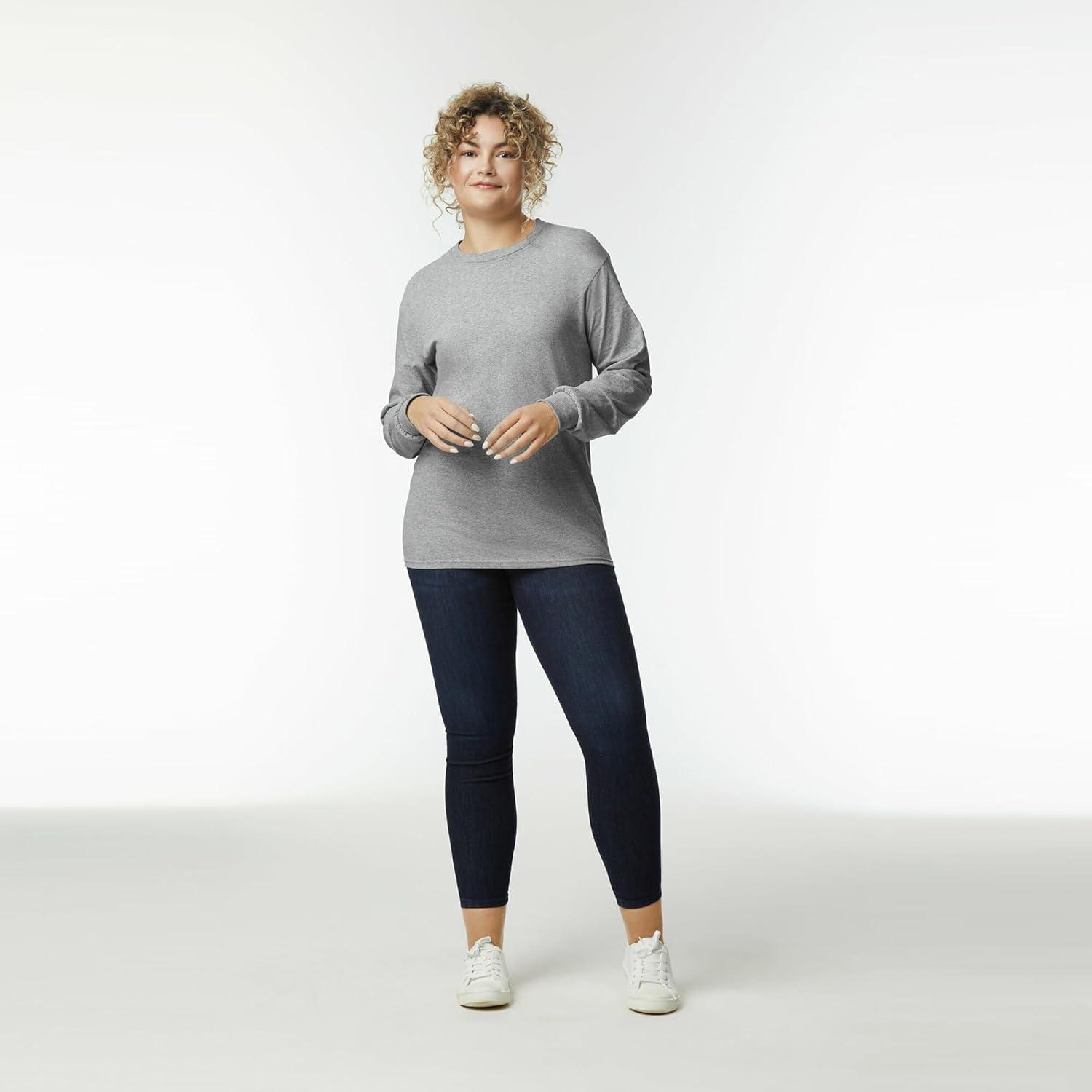 imageGildan Adult Ultra Cotton Long Sleeve TShirt Style G2400 MultipackSport Grey 2pack