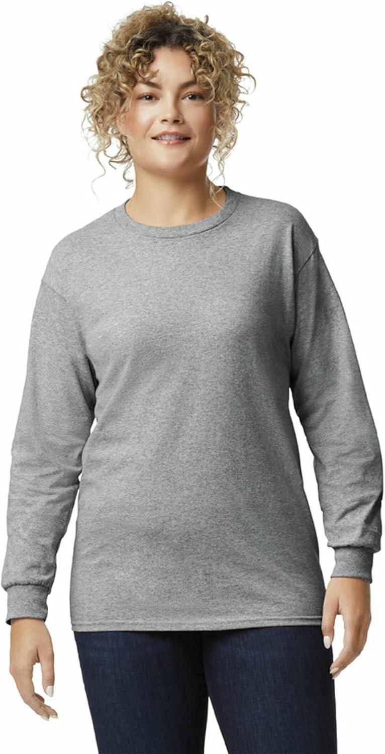 imageGildan Adult Ultra Cotton Long Sleeve TShirt Style G2400 MultipackSport Grey 2pack