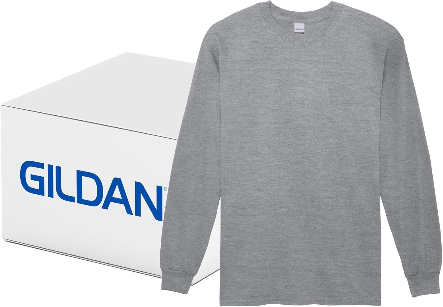 imageGildan Adult Ultra Cotton Long Sleeve TShirt Style G2400 MultipackSport Grey 72pack