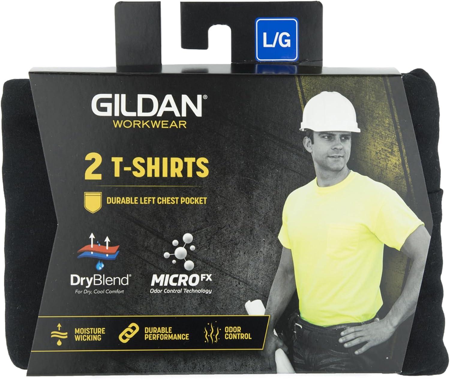 imageGildan Mens DryBlend Workwear TShirts with Pocket 2PackMaroon