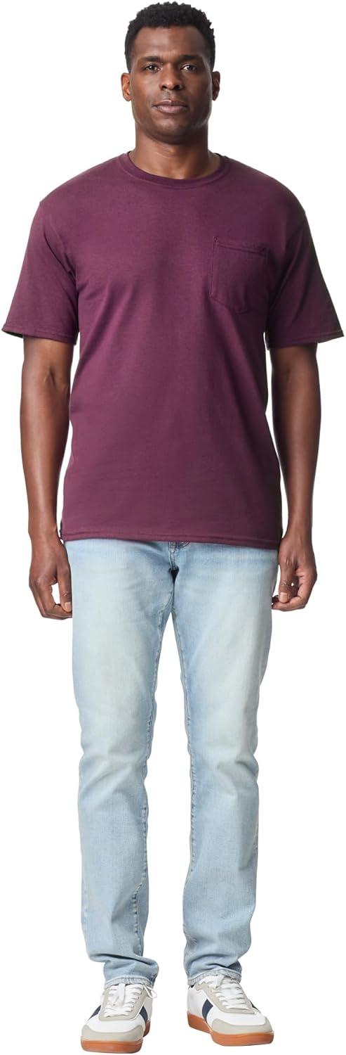 imageGildan Mens DryBlend Workwear TShirts with Pocket 2PackMaroon