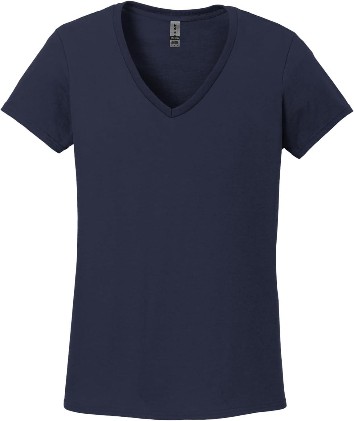 imageGildan Womens Heavy Cotton VNeck TShirt 2PackNavy Bluecharcoal