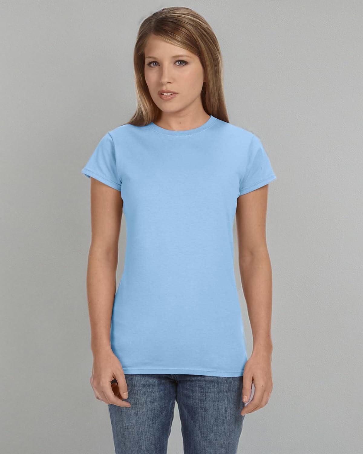 imageGildan Womens Softstyle Cotton TShirt Style G64000l MultipackLight Blue 2pack