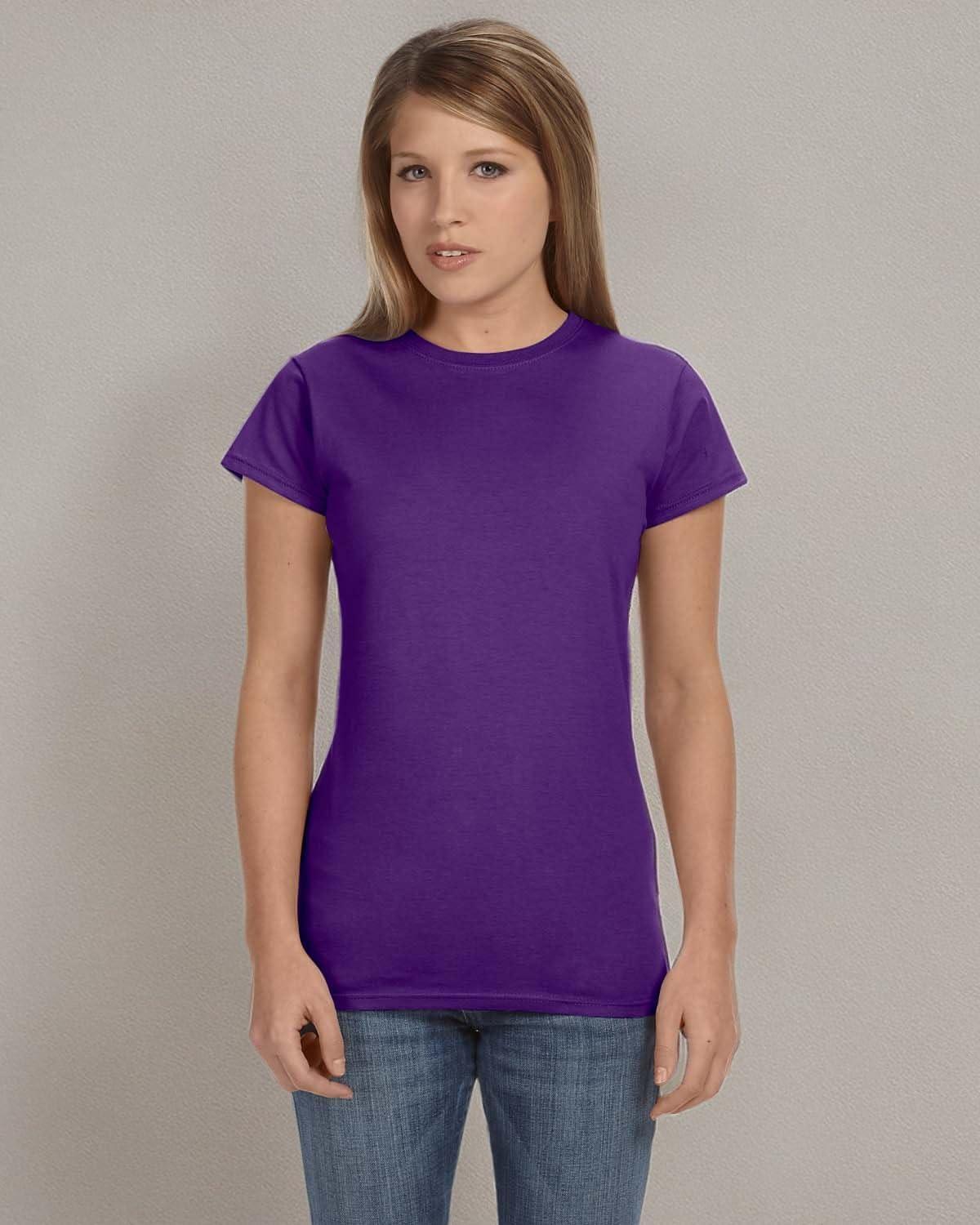 imageGildan Womens Softstyle Cotton TShirt Style G64000l MultipackPurple 2pack