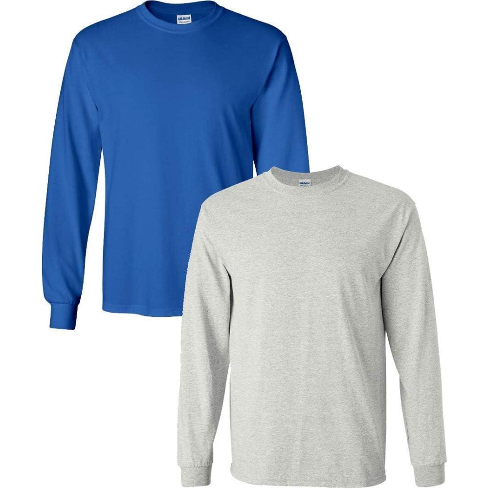 imageGildan Adult DryBlend Long Sleeve TShirt Style G8400 2PackAsh GreyRoyal