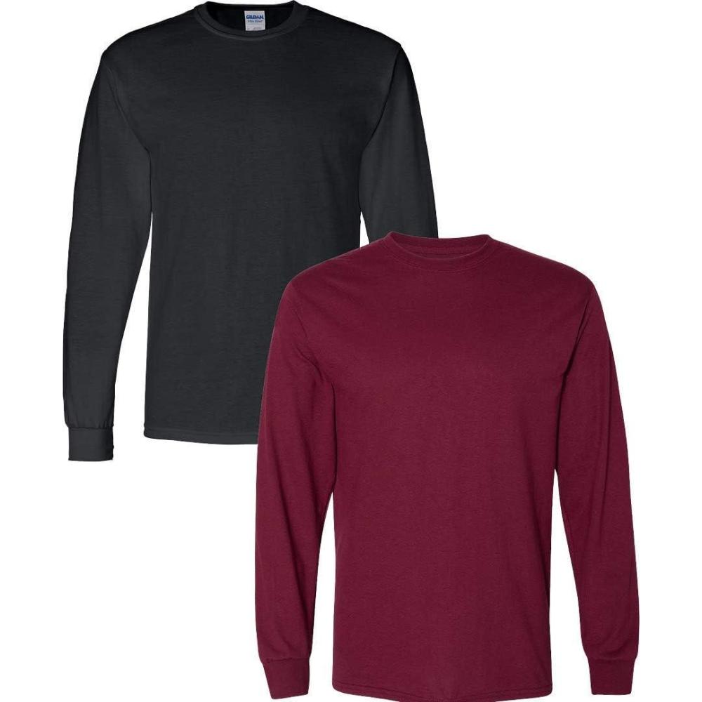 imageGildan Adult DryBlend Long Sleeve TShirt Style G8400 2PackBlackMaroon