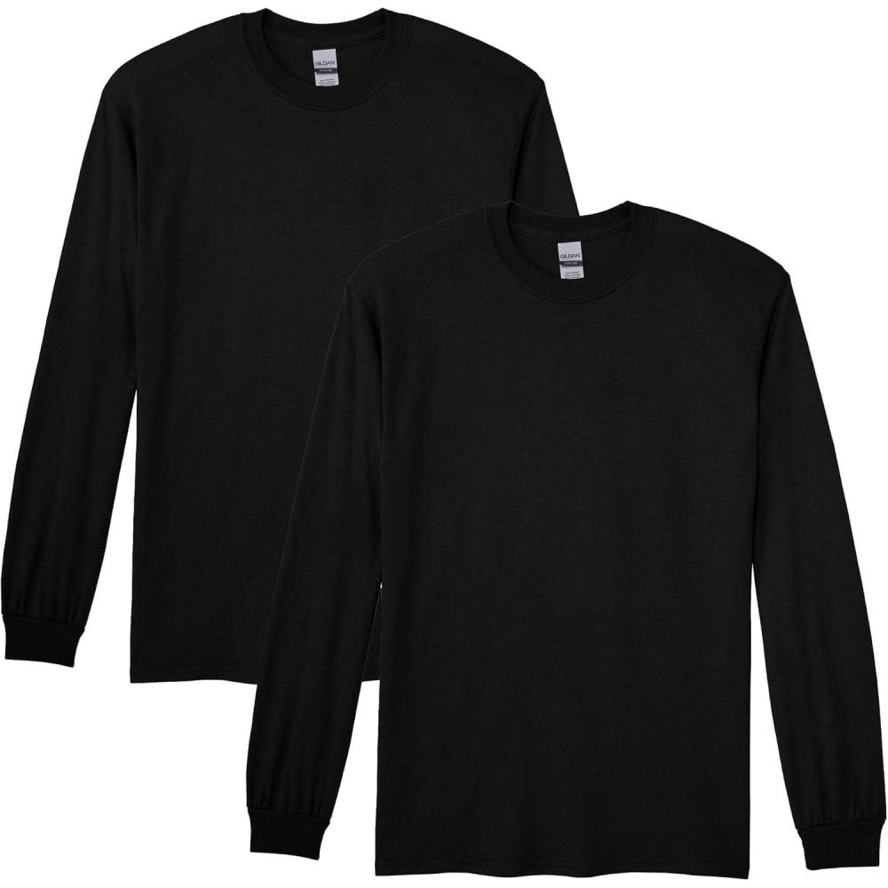 imageGildan Adult DryBlend Long Sleeve TShirt Style G8400 2PackBlackgraphiteheather