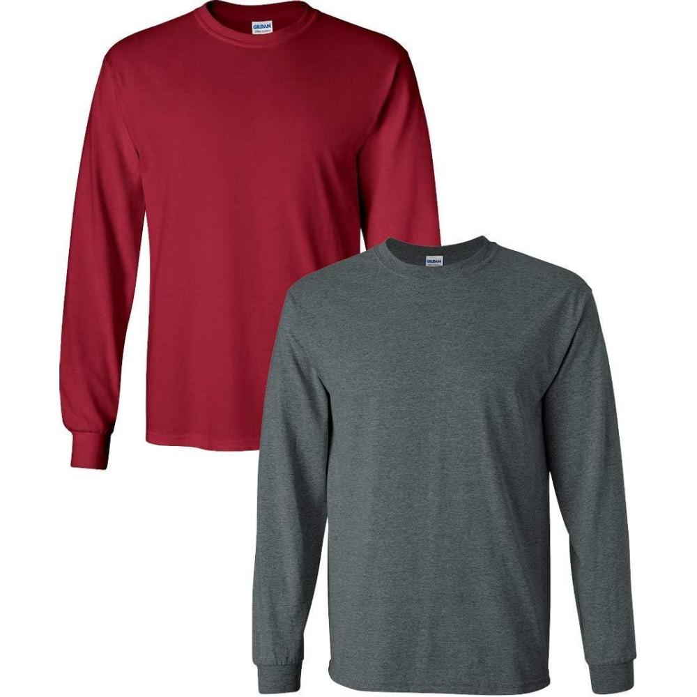 imageGildan Adult DryBlend Long Sleeve TShirt Style G8400 2PackCardinal RedDark Heather