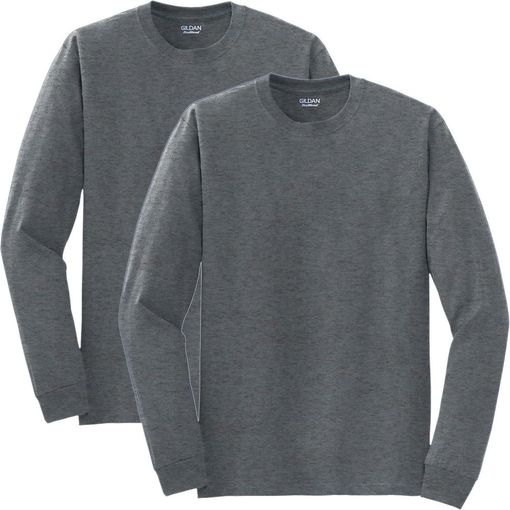 imageGildan Adult DryBlend Long Sleeve TShirt Style G8400 2PackDark Heather