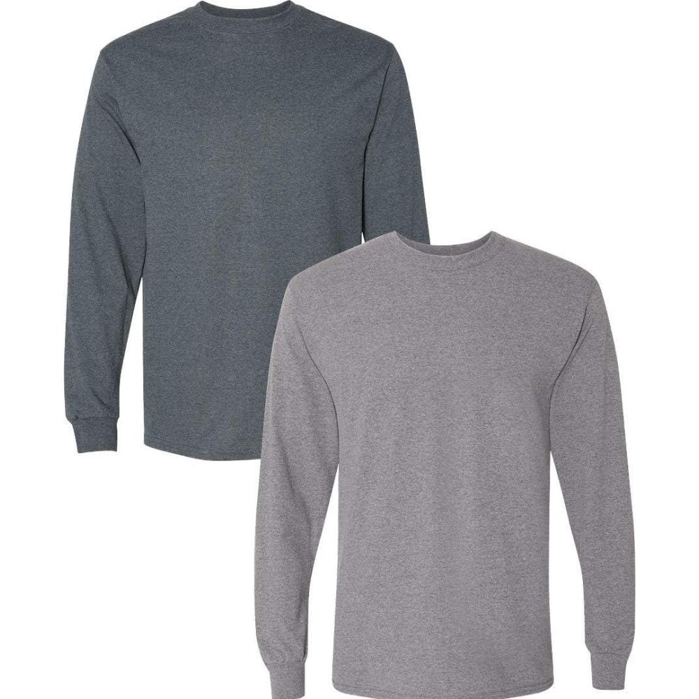 imageGildan Adult DryBlend Long Sleeve TShirt Style G8400 2PackDarkheathergraphiteheather