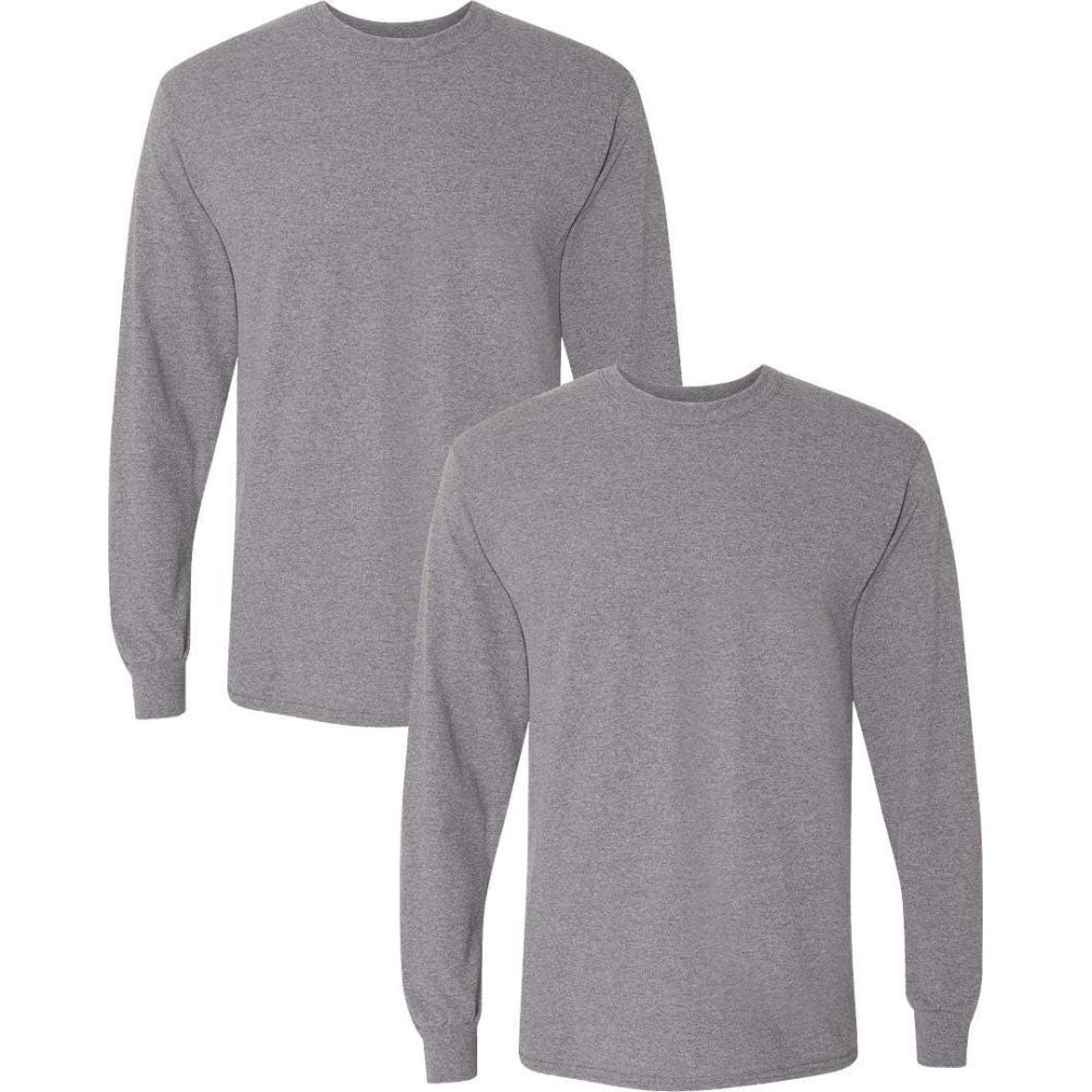 imageGildan Adult DryBlend Long Sleeve TShirt Style G8400 2PackGraphite Heather