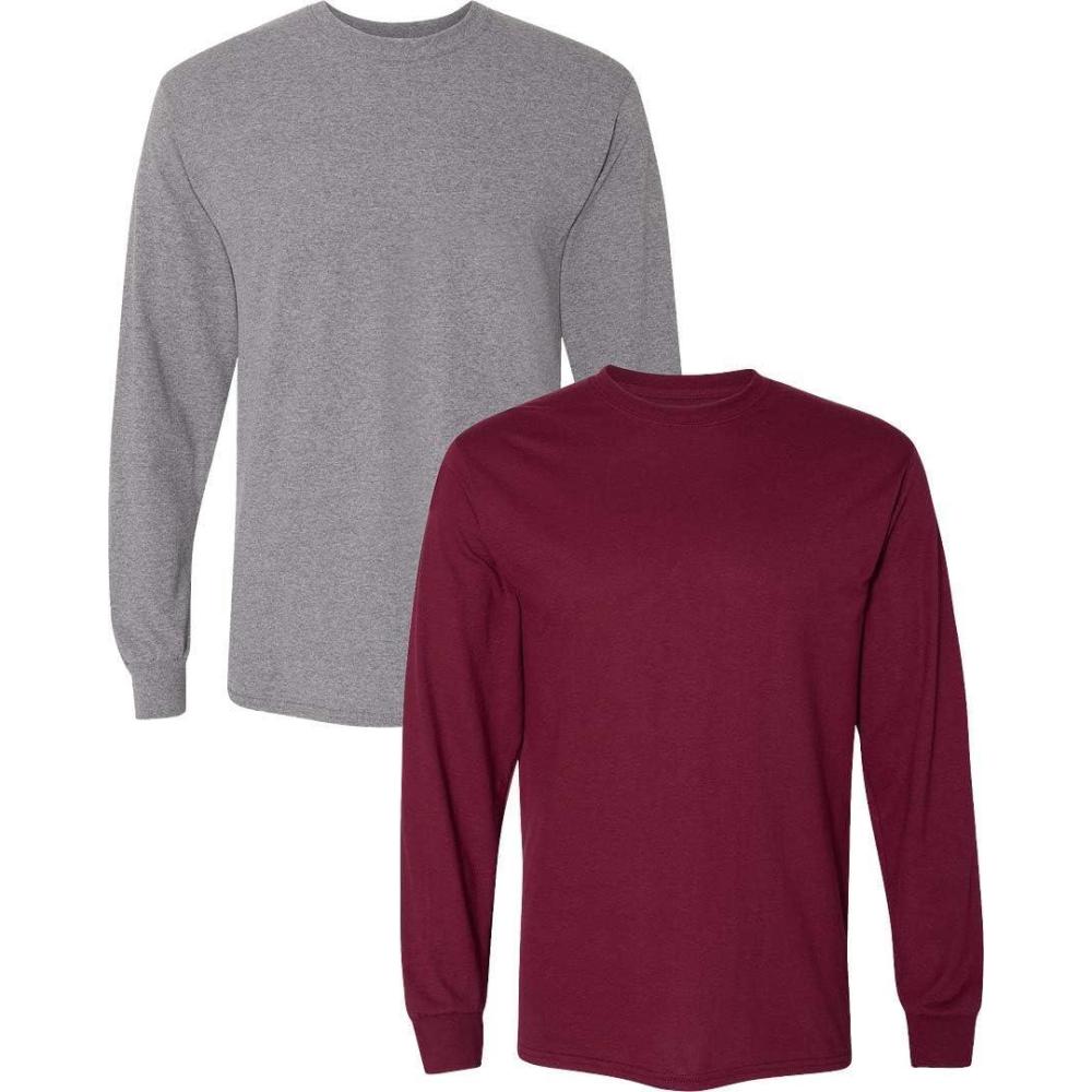 imageGildan Adult DryBlend Long Sleeve TShirt Style G8400 2PackGraphite HeatherMaroon
