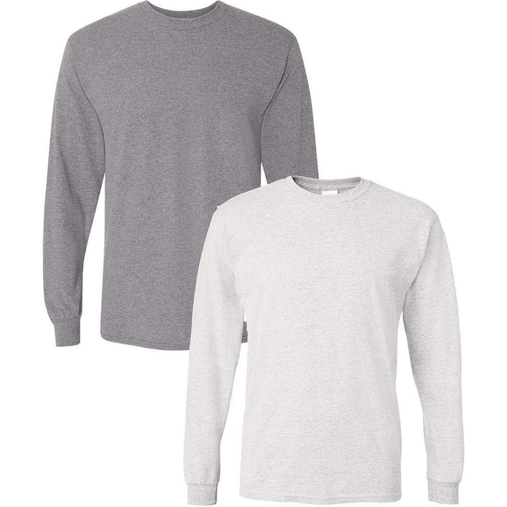 imageGildan Adult DryBlend Long Sleeve TShirt Style G8400 2PackGraphiteheatherash