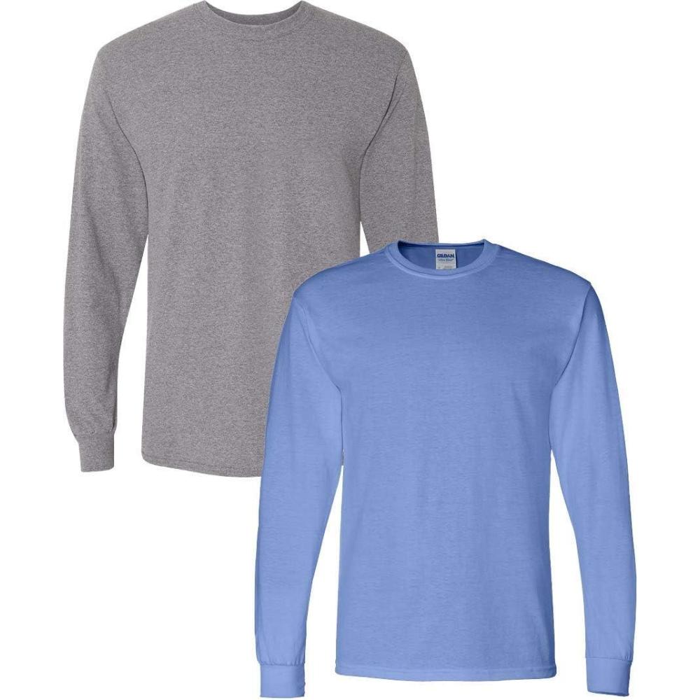imageGildan Adult DryBlend Long Sleeve TShirt Style G8400 2PackGraphiteheathercarolina Blue