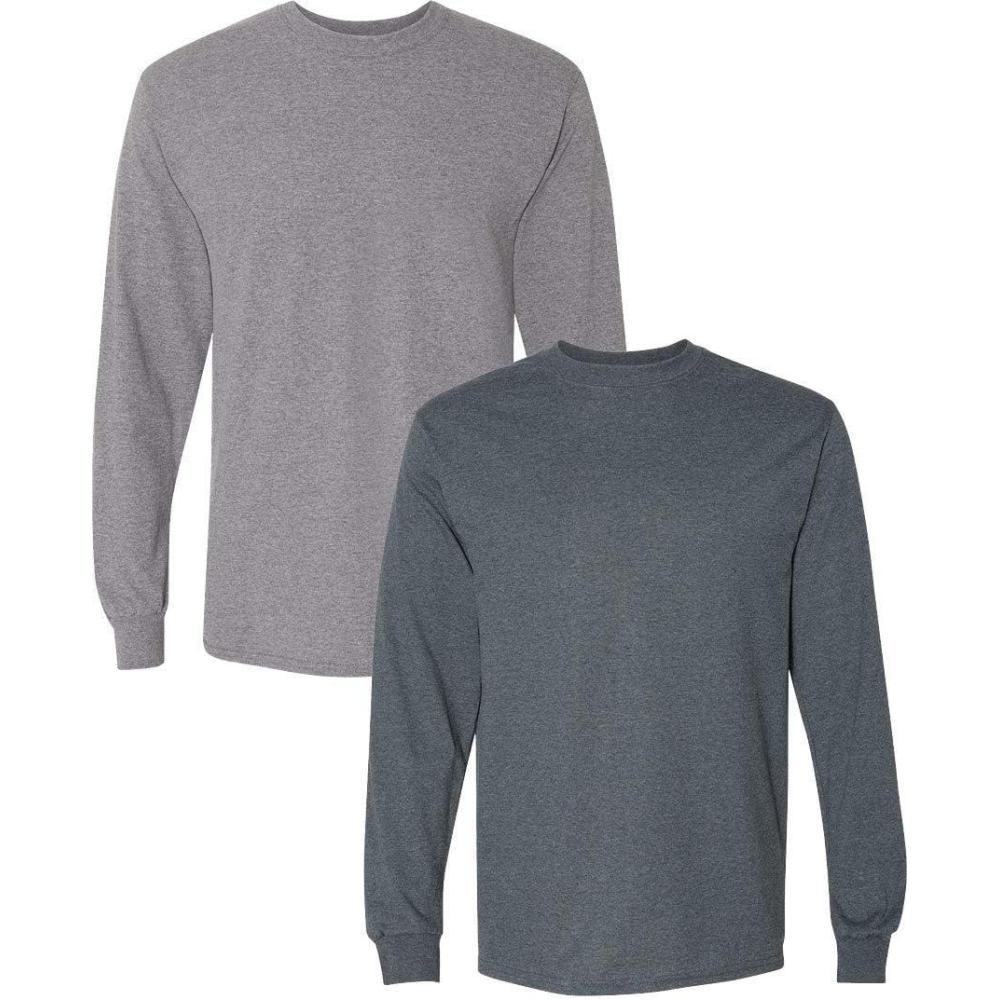 imageGildan Adult DryBlend Long Sleeve TShirt Style G8400 2PackGraphiteheatherdarkheather
