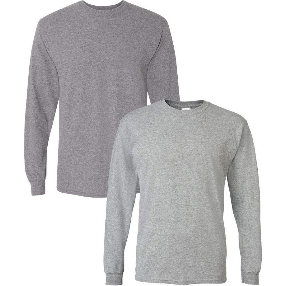 imageGildan Adult DryBlend Long Sleeve TShirt Style G8400 2PackGraphiteheathersportgrey