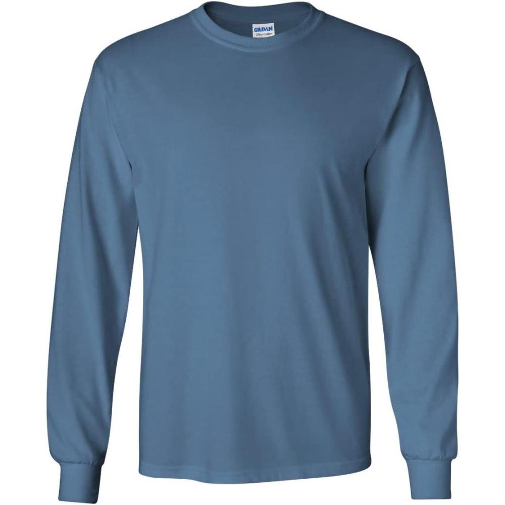 imageGildan Adult DryBlend Long Sleeve TShirt Style G8400 2PackIndigo BlueMilitary Green