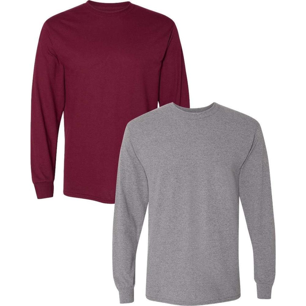 imageGildan Adult DryBlend Long Sleeve TShirt Style G8400 2PackMaroongraphiteheather