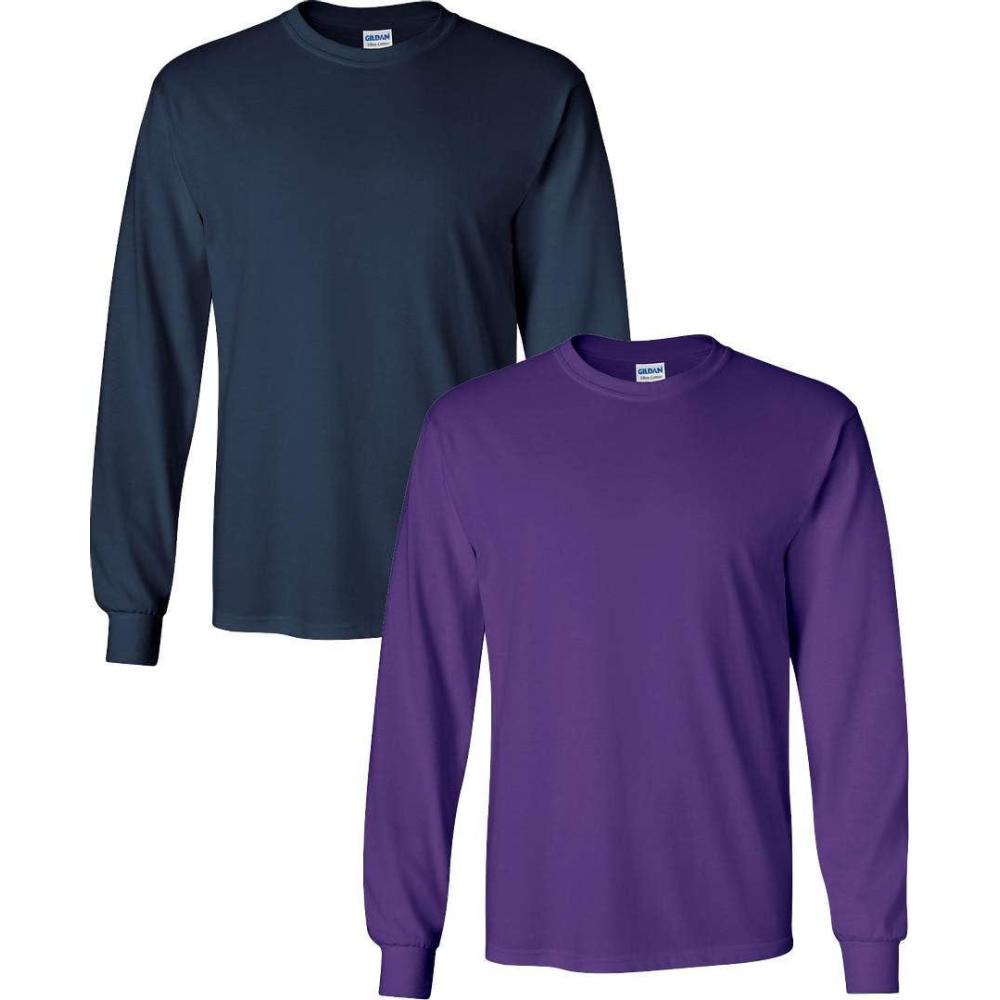 imageGildan Adult DryBlend Long Sleeve TShirt Style G8400 2PackNavyPurple