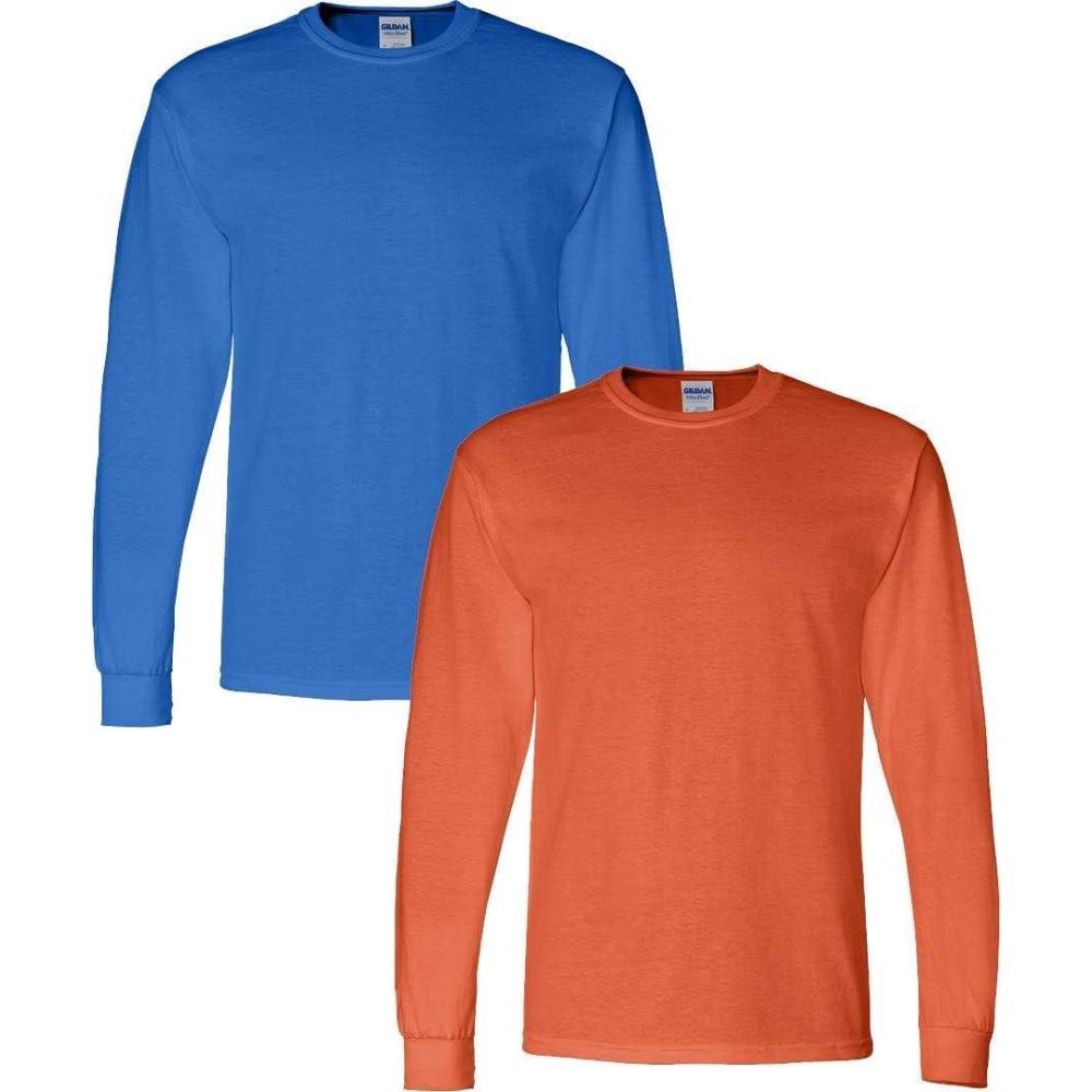 imageGildan Adult DryBlend Long Sleeve TShirt Style G8400 2PackOrangeRoyal