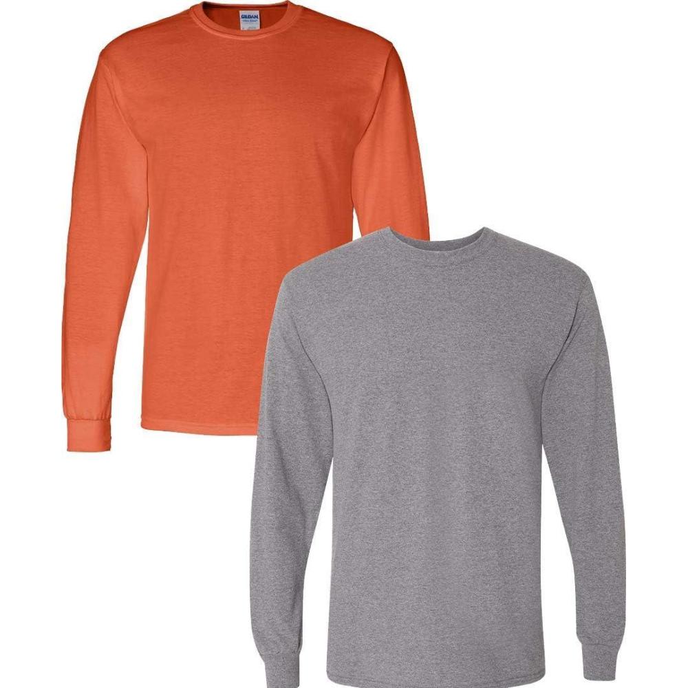 imageGildan Adult DryBlend Long Sleeve TShirt Style G8400 2PackOrangegraphiteheather