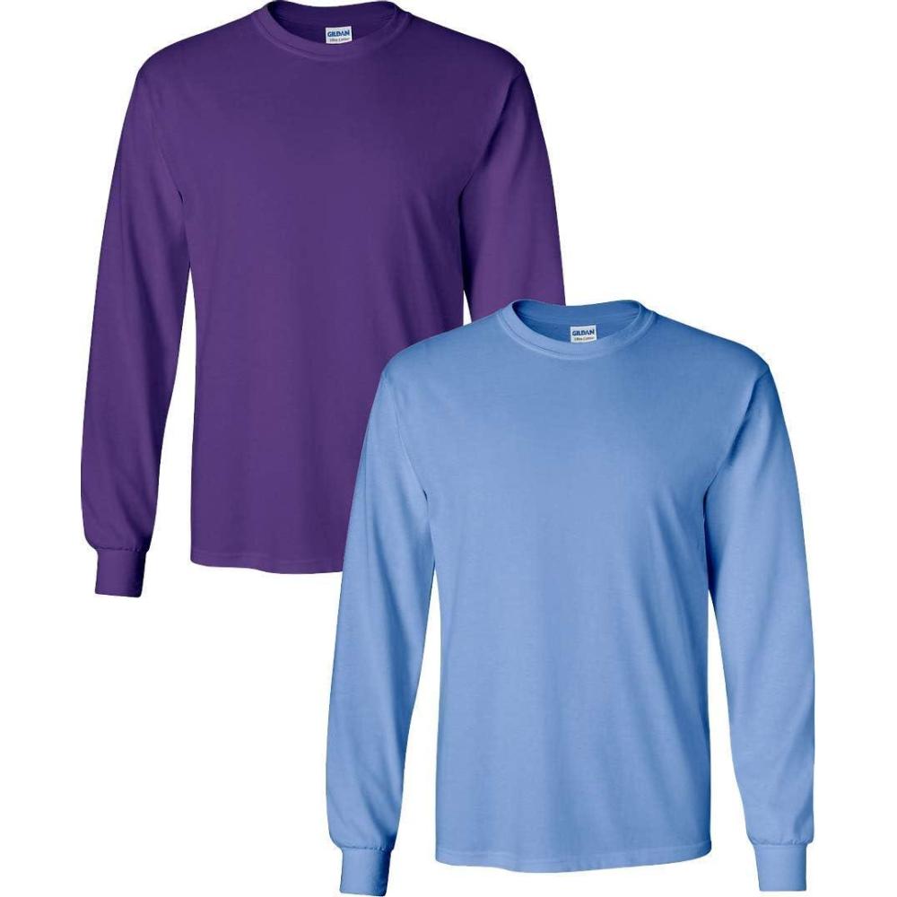 imageGildan Adult DryBlend Long Sleeve TShirt Style G8400 2PackPurpleCarolina Blue