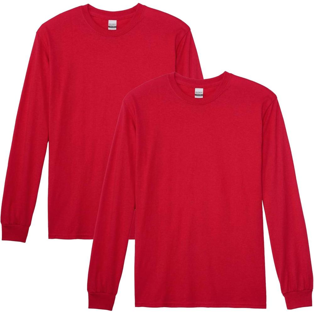 imageGildan Adult DryBlend Long Sleeve TShirt Style G8400 2PackRed