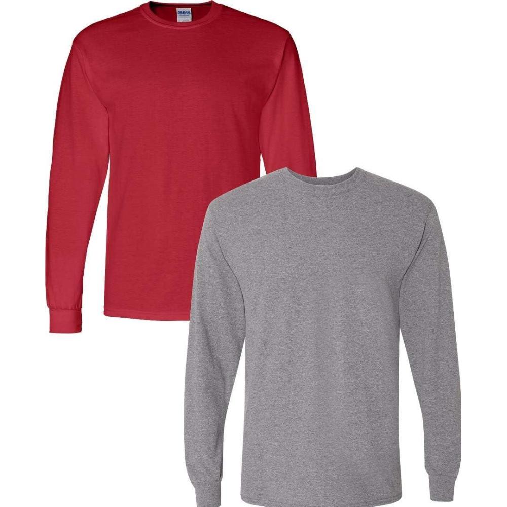imageGildan Adult DryBlend Long Sleeve TShirt Style G8400 2PackRedgraphiteheather