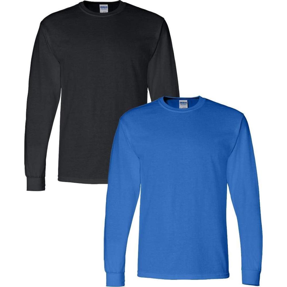 imageGildan Adult DryBlend Long Sleeve TShirt Style G8400 2PackRoyalBlack