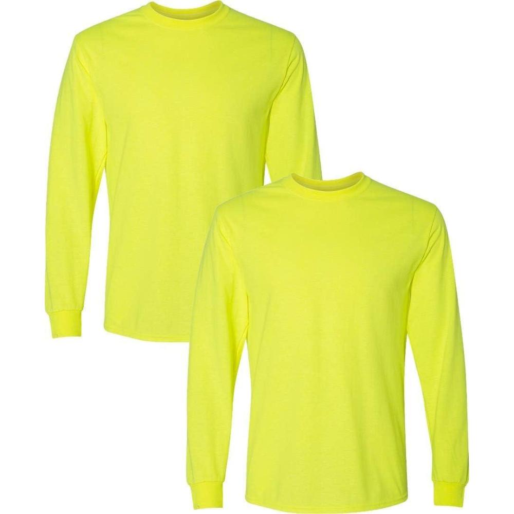 imageGildan Adult DryBlend Long Sleeve TShirt Style G8400 2PackSafety Green