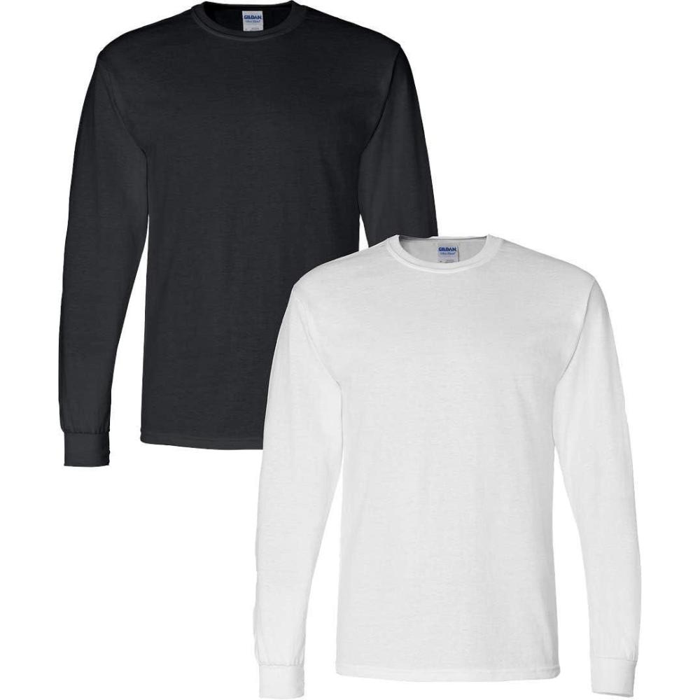 imageGildan Adult DryBlend Long Sleeve TShirt Style G8400 2PackWhiteBlack