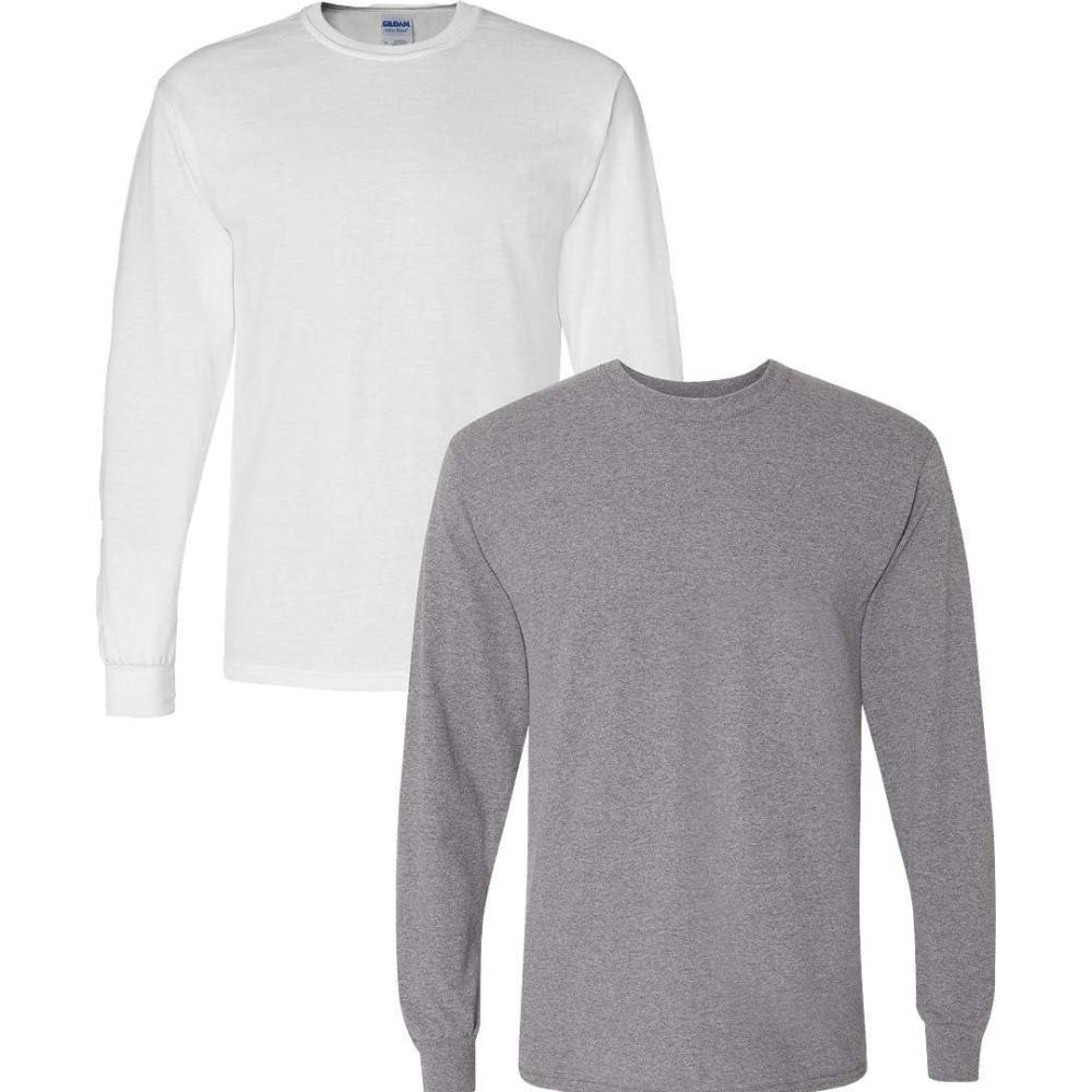 imageGildan Adult DryBlend Long Sleeve TShirt Style G8400 2PackWhitegraphiteheather