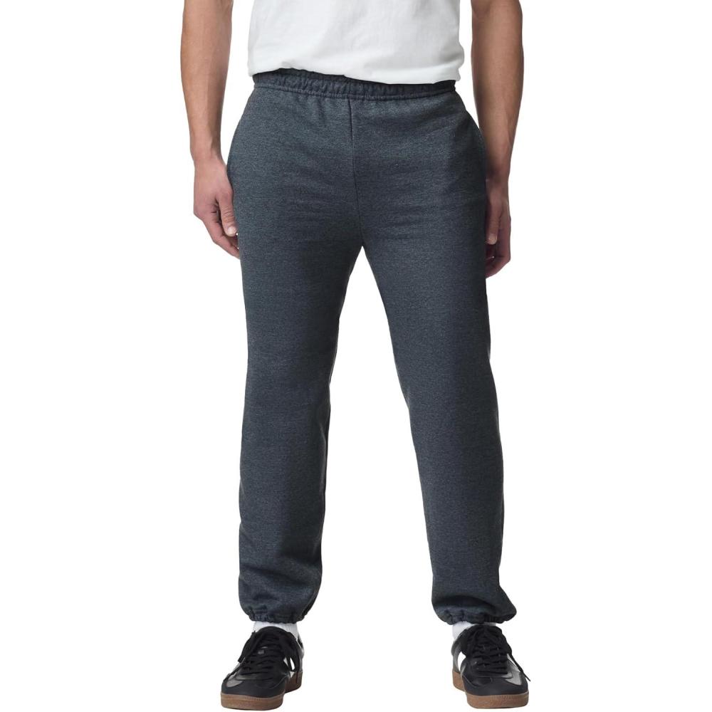 imageGildan Adult Fleece Elastic Bottom Sweatpants with Pockets Style G18100Dark Heather