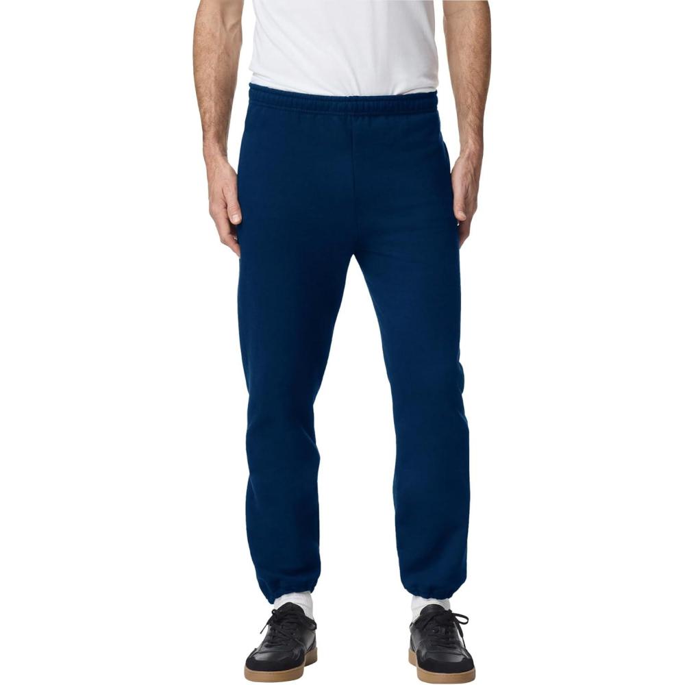 imageGildan Adult Fleece Elastic Bottom Sweatpants with Pockets Style G18100Navy