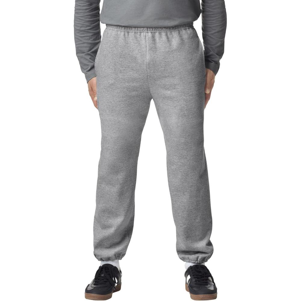 imageGildan Adult Fleece Elastic Bottom Sweatpants with Pockets Style G18100Sport Grey
