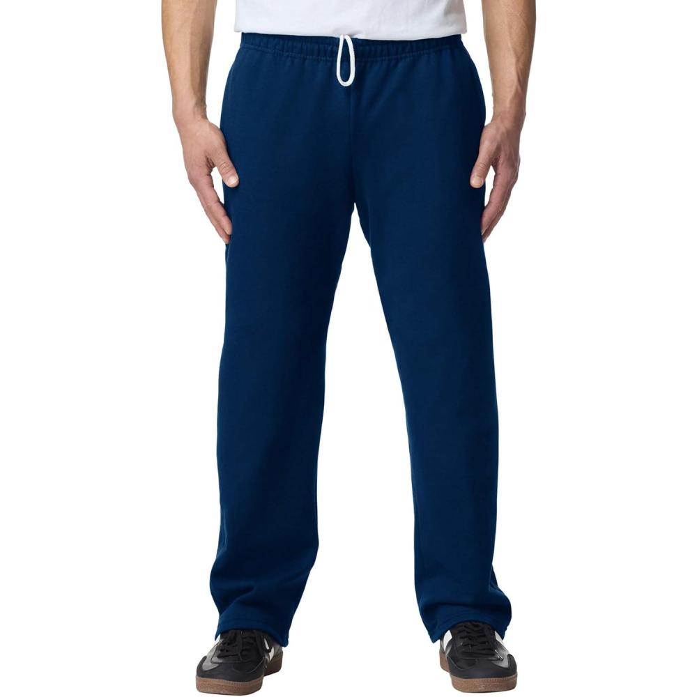 imageGildan Adult Fleece Open Bottom Sweatpants with Pockets Style G18300Navy