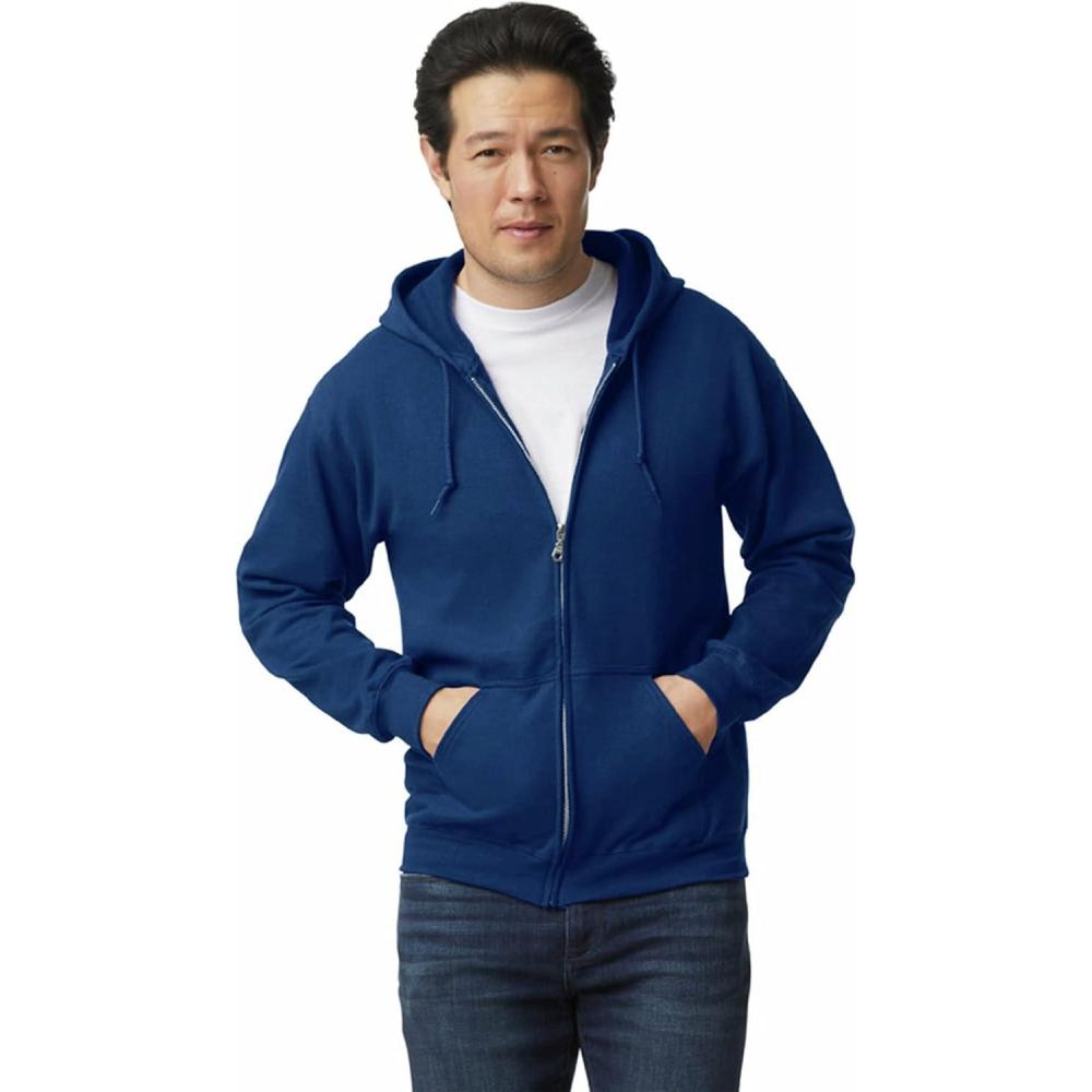 imageGildan Adult Fleece Zip Hoodie Sweatshirt Style G18600 MultipackNavy 1pack
