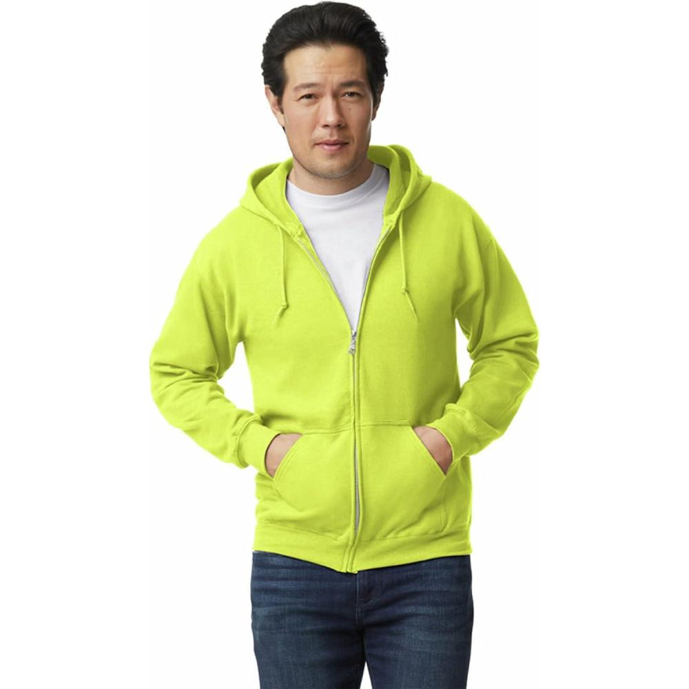 imageGildan Adult Fleece Zip Hoodie Sweatshirt Style G18600 MultipackSafety Green 1pack