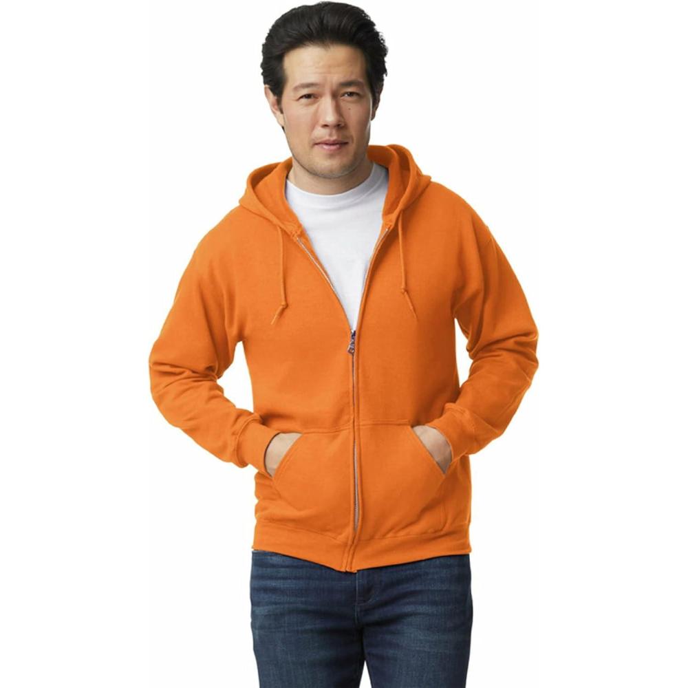 imageGildan Adult Fleece Zip Hoodie Sweatshirt Style G18600 MultipackSafety Orange 1pack