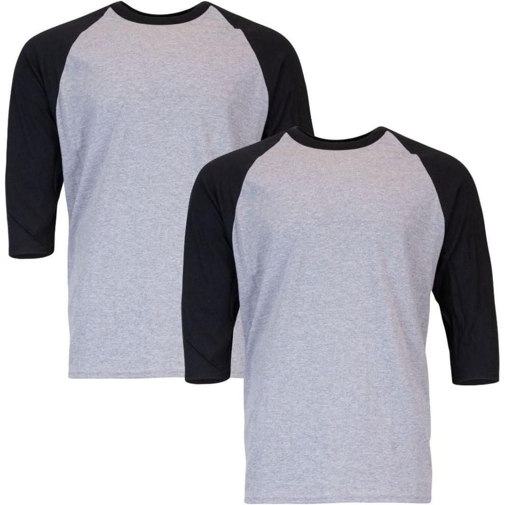 imageGildan Adult Heavy Cotton 34 Raglan TShirt Style G5700 2PackSport GreyBlack